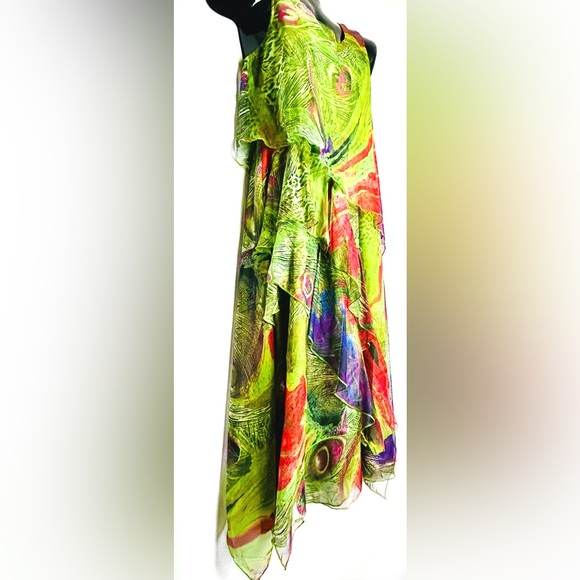 Beautiful Vibrant Peacock Inspired Dress *NWT - Picture 10 of 14